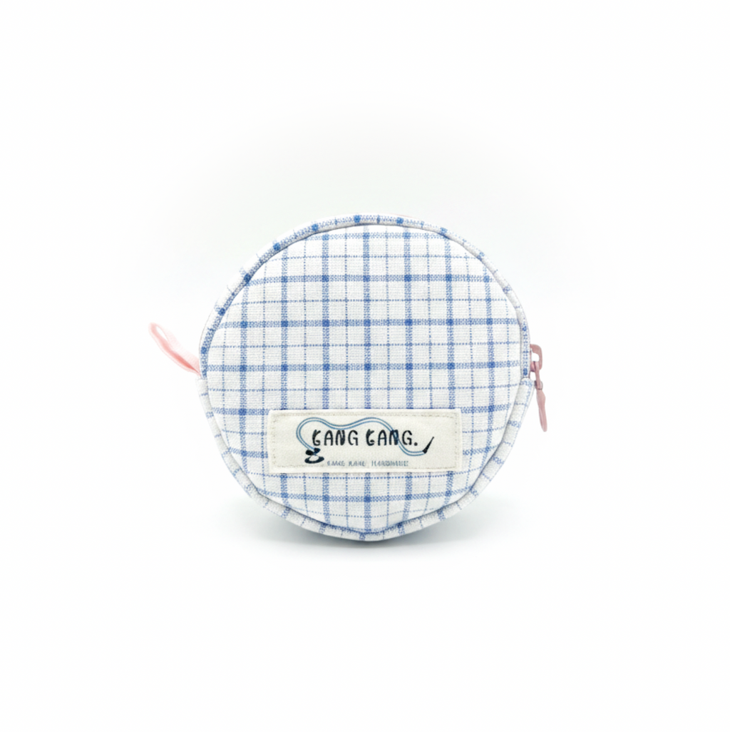 Pebble Pouch - Blue Pink Plaid