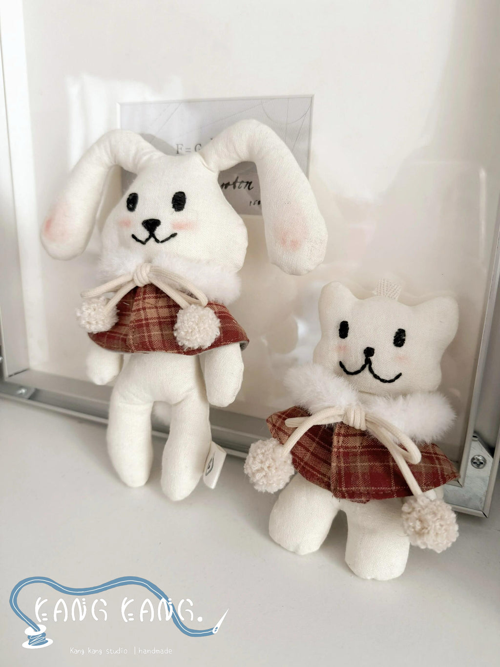 Handmade Bear & Rabbit Plush Doll Set – Choose Your Style