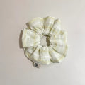 Kang Kang Handmade cream yellow stripe fabric scrunchie, handmade hair tie