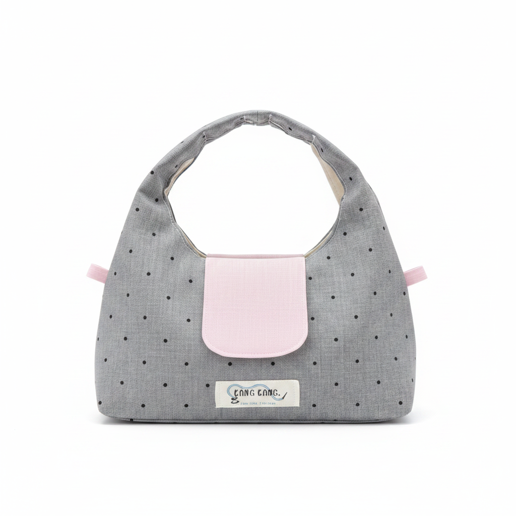 Grey Polka Dot Mini Handbag Front View