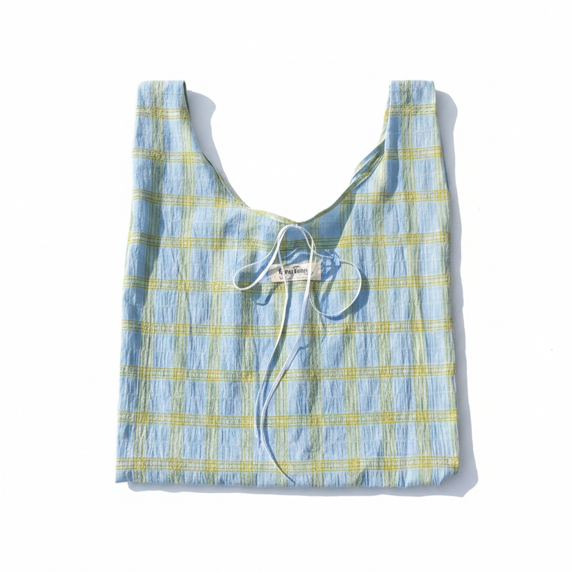 Blue Green Plaid Tote Bag
