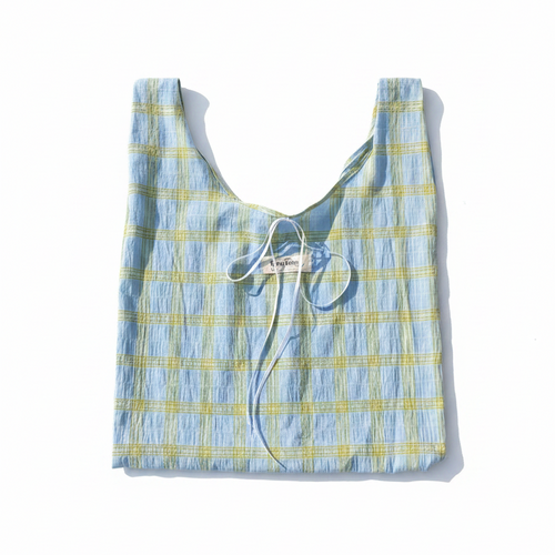 Blue Green Plaid Tote Bag