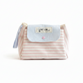 Pink Stripe Flap Pouch Bag, front view on white background