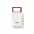 Sakura Mist Wood Bag - pink floral print, front view on white background