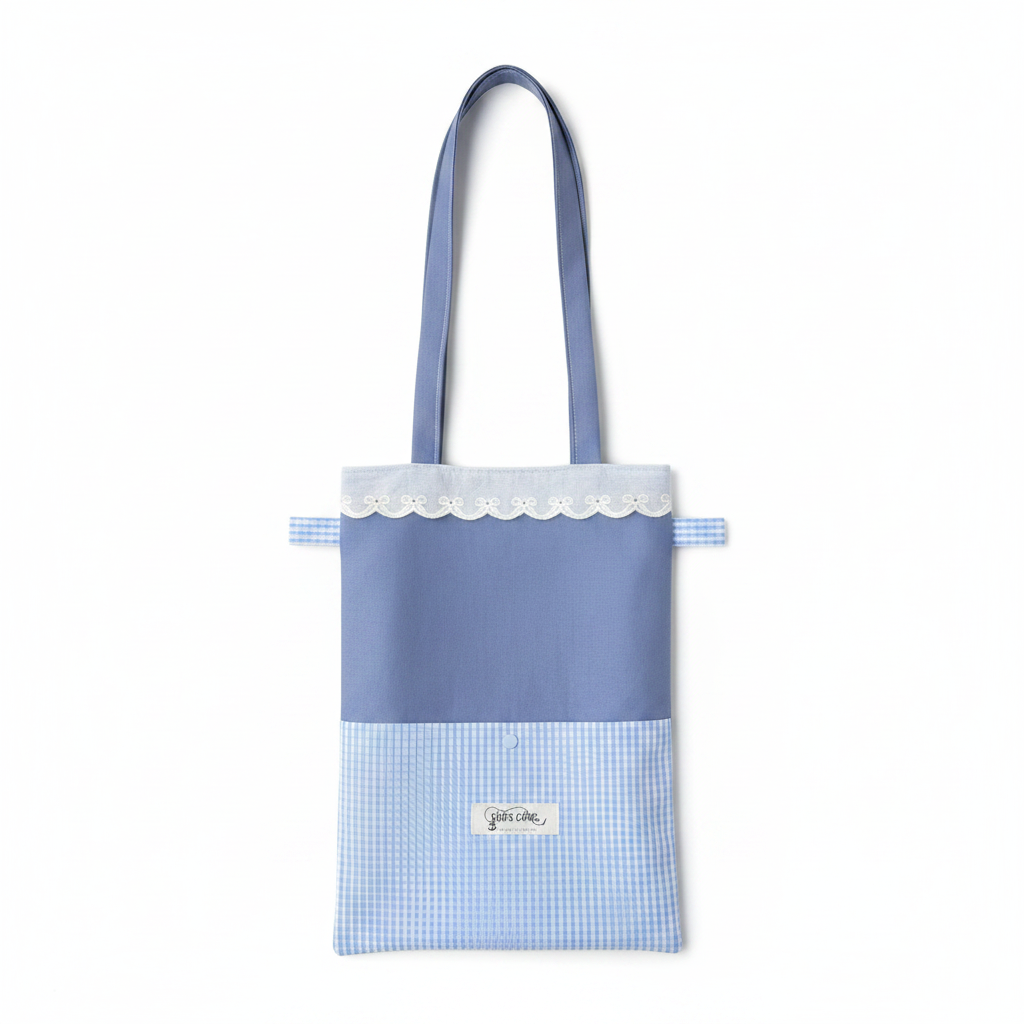 Lace Trim Tote Bag - white background