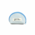 Blue Stripe Shell Pouch, front view on white background
